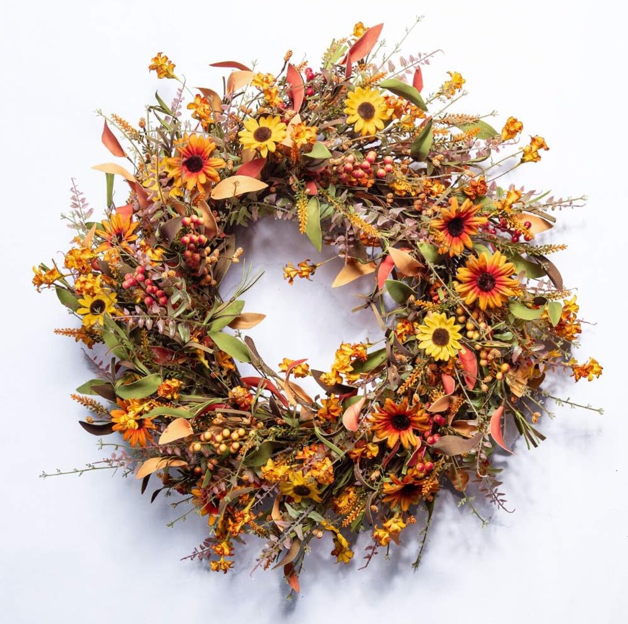 Fall Wreaths for Front Door: 24" Artificial Fall Wreath, Large Autumn Wreath for Outside Harvest Thanksgiving Decor